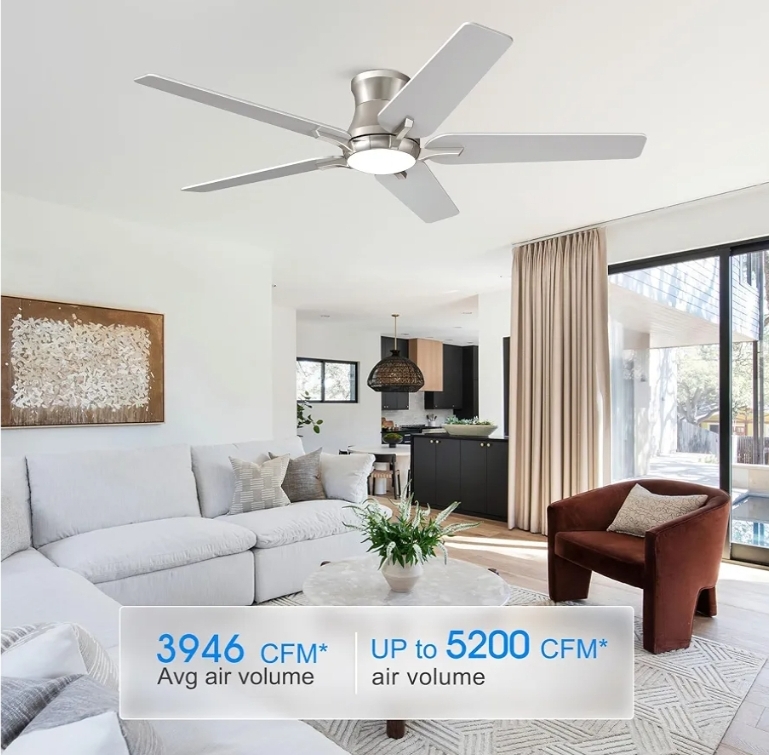 52 Inch Ceiling Fans with Lights and Remote, Brushed Nickel - Image 10