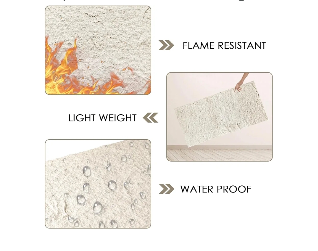 Faux Stone Wall Panels, 5-Pack 3D PU Cement-Texture Panels, White - Image 9