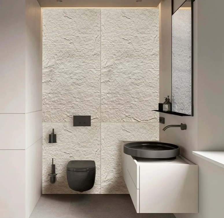 Faux Stone Wall Panels, 5-Pack 3D PU Cement-Texture Panels, White - Image 10