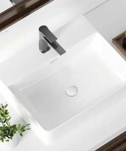 20" Ceramic Vessel Sink Rectangular Above Counter Wall Mount Vanity White