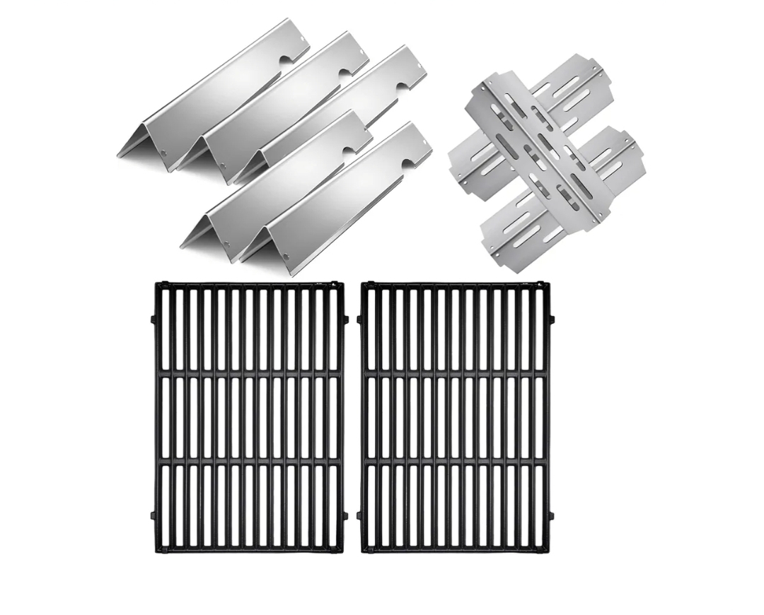 Genesis ii E-310 Cast Iron Grill Grates for Weber Genesis ii Grill Parts 66032 Stainless Steel Flavorizer Bars Heat Deflector for Weber Genesis ii E-315 E-335 S-335 300 Series GS4 Grill Parts