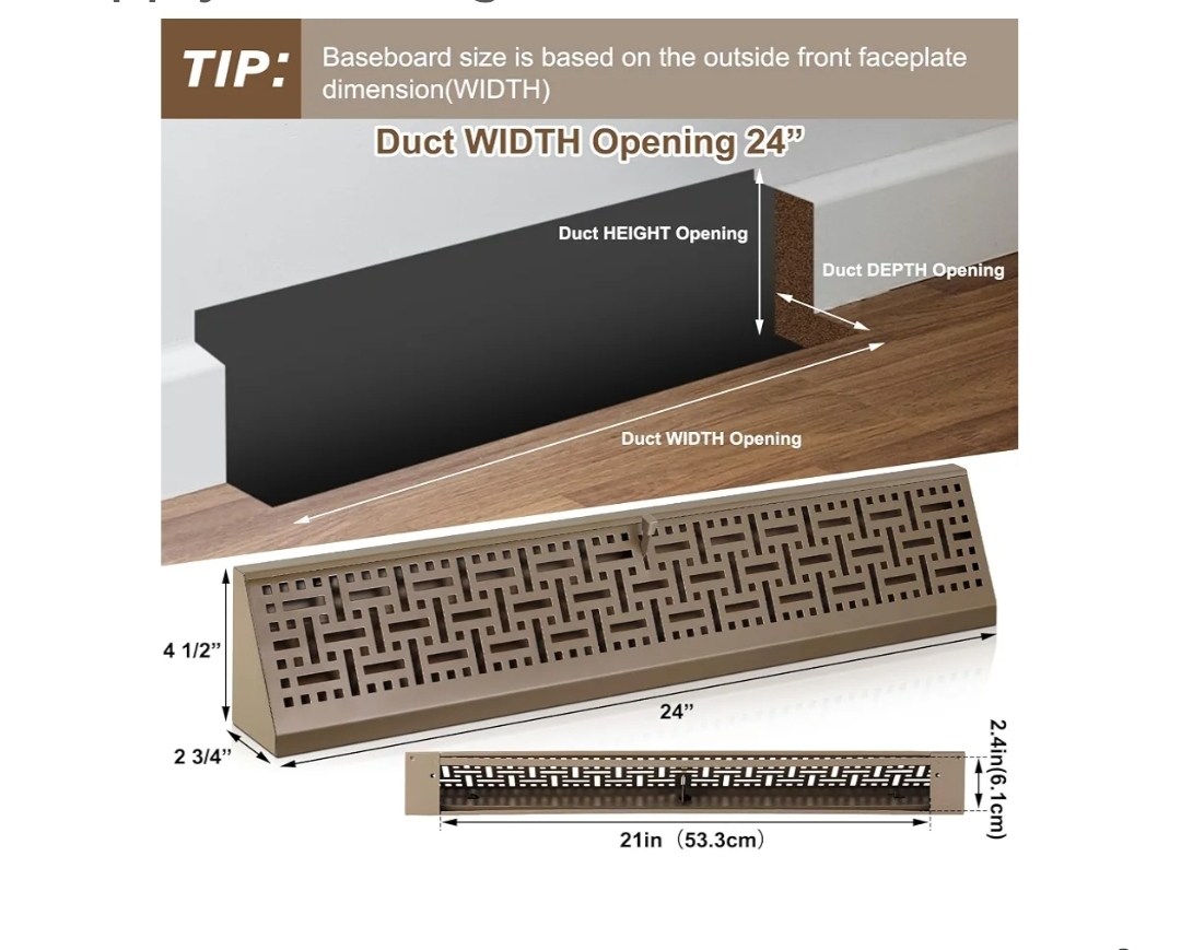 2 Pcs 24 Inch Baseboard Register Diffuser, Vent Covers - Image 5