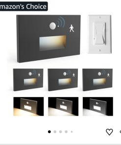 4 Pack 3CCT 120V Motion Sensor Step Lights with Dimmer Switch, Black