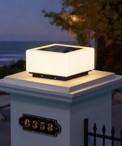 9.8" Glass Solar Post Lights IP54 Waterproof Pillar Light Outdoor