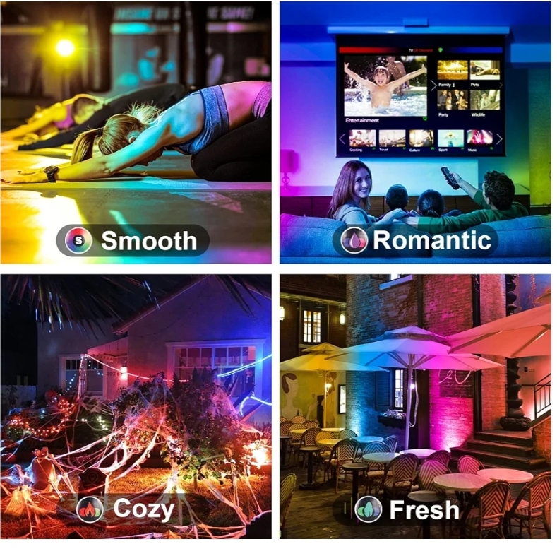 6pk LED Flood Light Outdoor 500W Equivalent Color Changing Landscape Lighting, 24H Timing+120 Colors Strobe+2700K Warm White+DIY Flash, IP66 Waterproof - Image 7