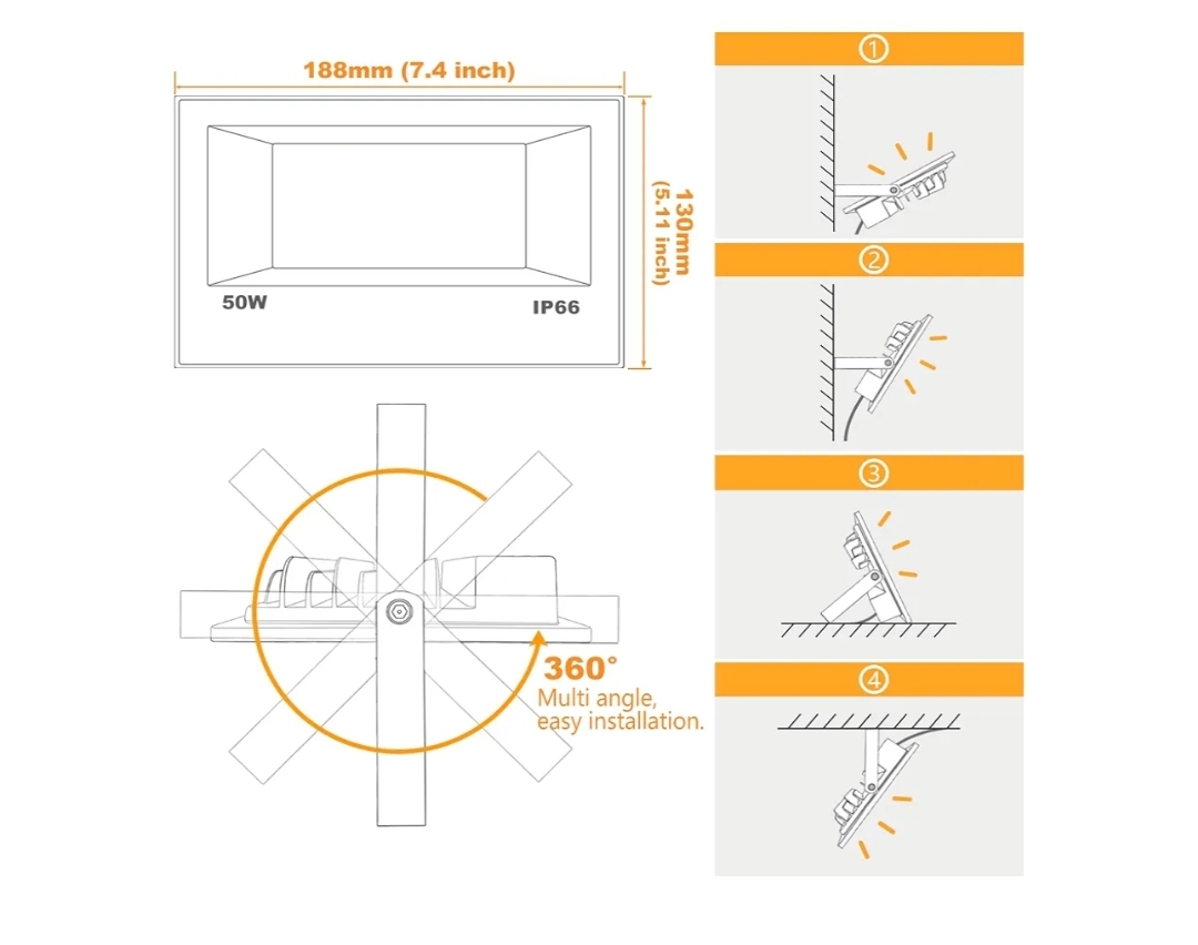 6pk LED Flood Light Outdoor 500W Equivalent Color Changing Landscape Lighting, 24H Timing+120 Colors Strobe+2700K Warm White+DIY Flash, IP66 Waterproof - Image 10