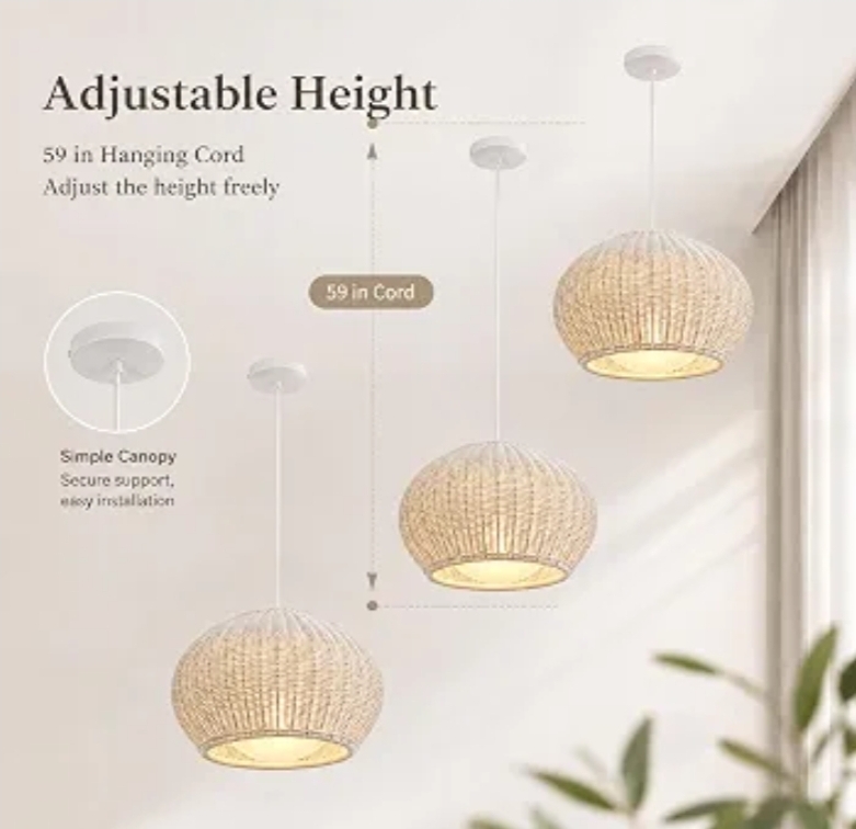 15 Inch White Outdoor Rattan Pendant Light - Image 10