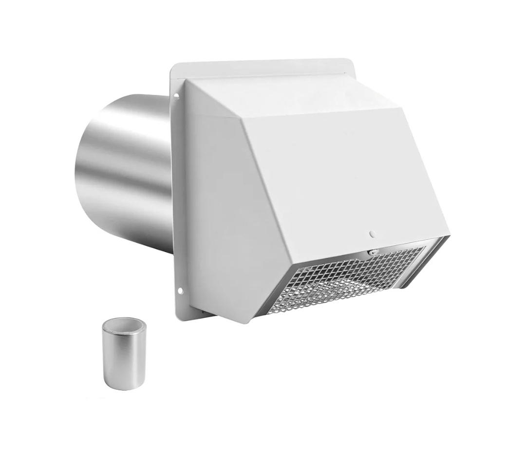 8 Inch Hooded Dryer Vent Cover Wall Vent Cover with Damper and Screen Dryer Exhaust Vent Cover Cap