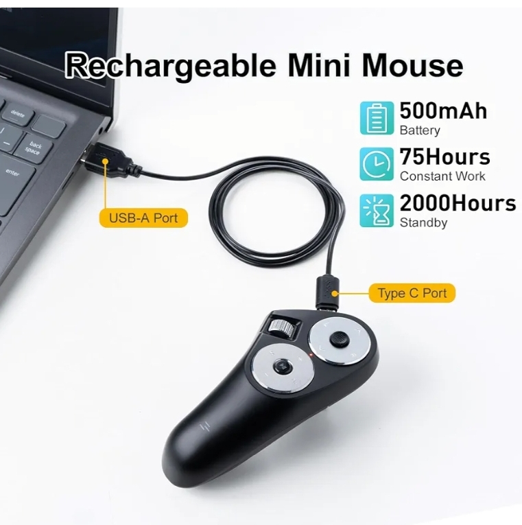 Bluetooth + 2.4G Wireless Handheld Mouse, 3 in 1 Presentation Clicker, Remote Air Mouse with Scroll, Portable - Image 10