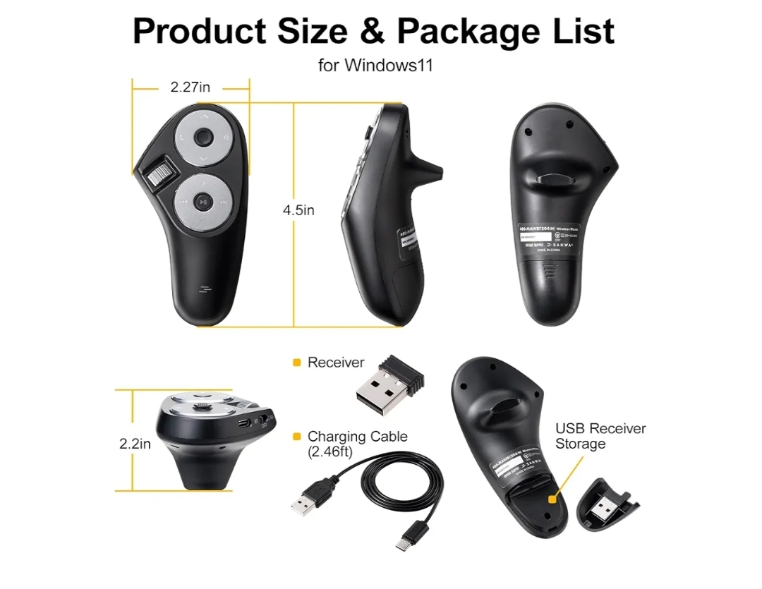 Bluetooth + 2.4G Wireless Handheld Mouse, 3 in 1 Presentation Clicker, Remote Air Mouse with Scroll, Portable - Image 12