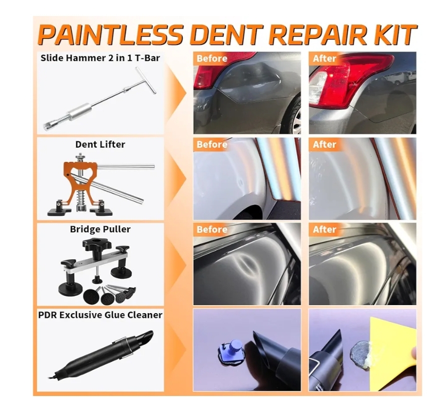 Paintless Dent Repair Kit with LED Line Board, Heat Gun for Glue Removal & Dent Heating, Dent Puller Kit - Image 4