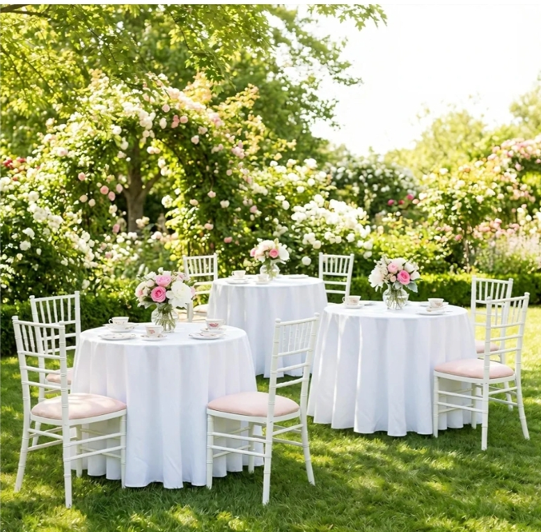 8 Pack White Round Tablecloth 90 Inch - Image 4
