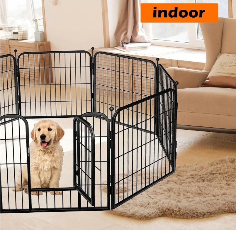 24" H x24 w Dog Playpen 8 Panels, Black Metal Pupy Exercise Pen, Foldable Portable Pet Enclosure - Image 9