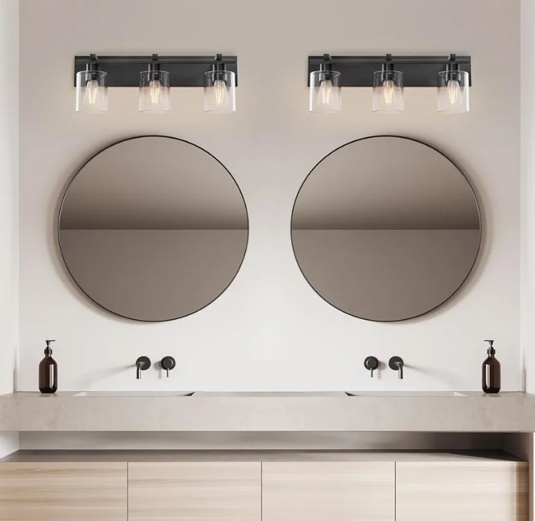 3 Light Matte Black Vanity Light with Thickened Clear Glass Shade, 21 inch Dimmable - Image 10
