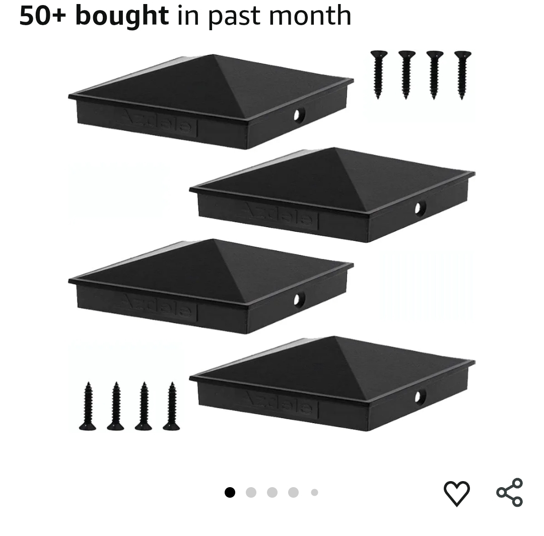 4pk 8" x 8" Heavy Duty Aluminum Post Caps Matte Finish Powder Coated Surface for True 8" x 8" Wood Post or True 7.5" x 7.5" Wood Post