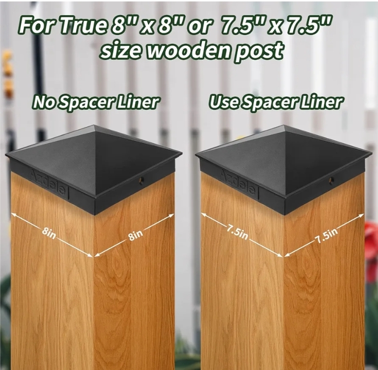 4pk 8" x 8" Heavy Duty Aluminum Post Caps Matte Finish Powder Coated Surface for True 8" x 8" Wood Post or True 7.5" x 7.5" Wood Post - Image 5