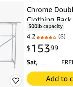 Alternative view of SSWBasics Chrome Double Clothing Rack with Z-Brace - 60''W x 24''D x 47-72''H - Adjustable Height, Durable and Sleek Double Clothes Rack for Commercial, Retail, Thrift, and Boutique Use
