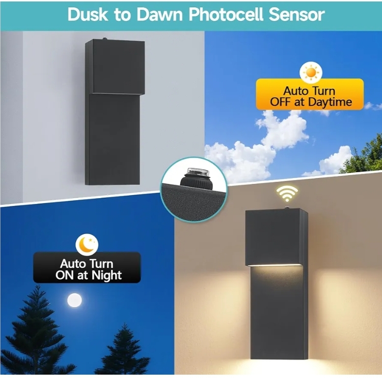 2 Pack LED Outdoor Wall Sconce, Dusk to Dawn Outdoor Lighting - Image 8