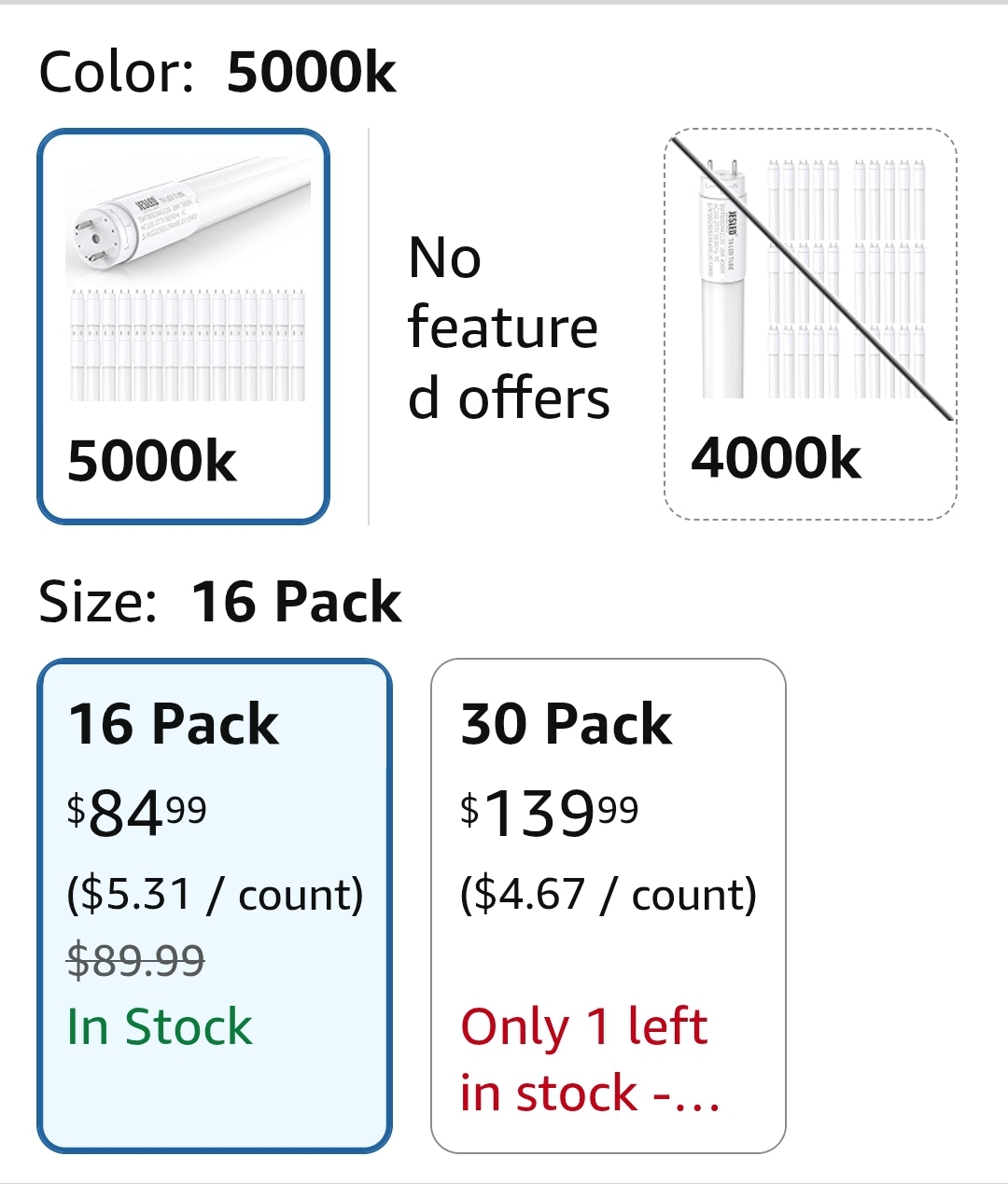 16 Pack 4FT T8 LED Bulb 18W 2400LM 5000K Type A+B Led Tube Light ETL - Image 2