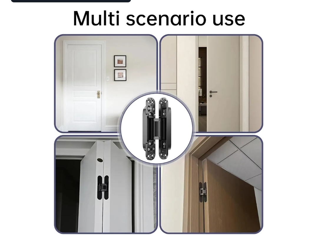 4PCS 7 Inch Invisible Concealed Door Hinges 180 Degree Swing Hinge (Black) - Image 8