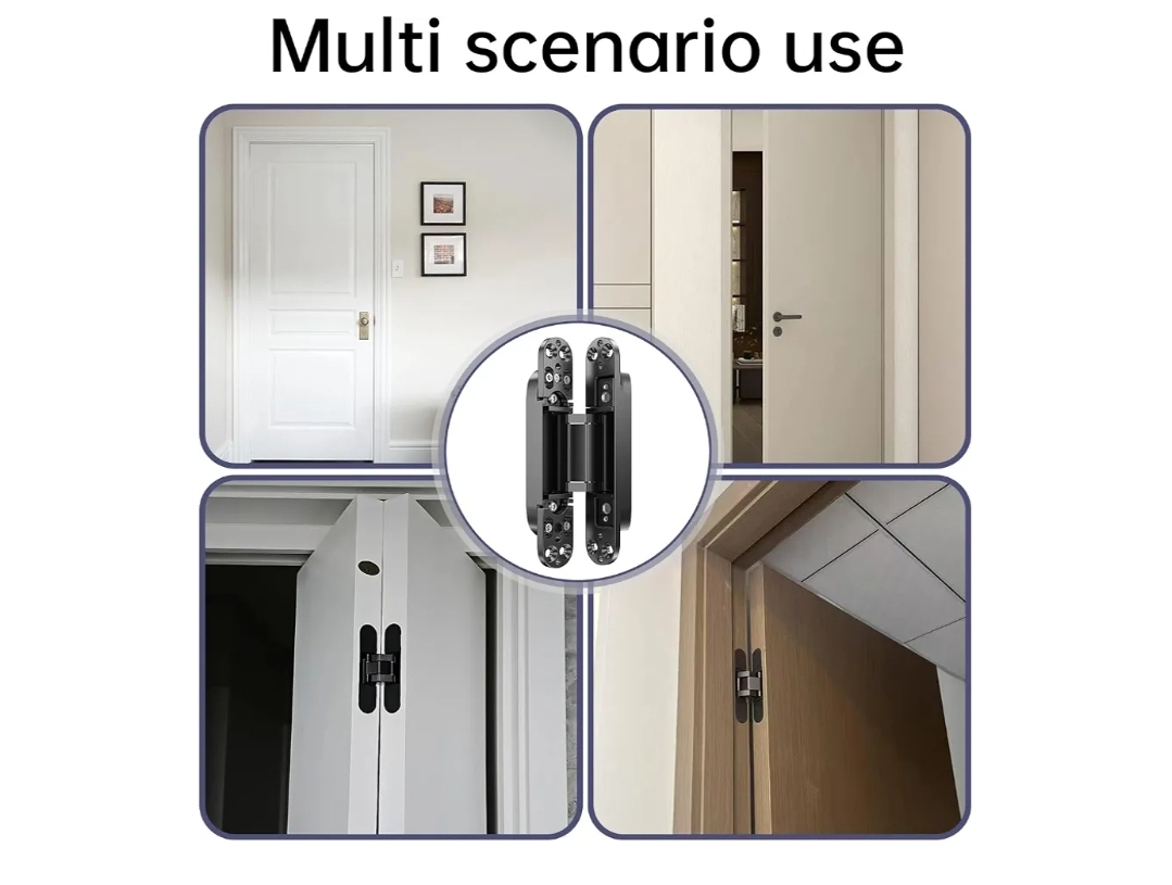 2PCS 7 Inch Invisible Concealed Door Hinges 180 Degree Swing Hinge (Black) - Image 8