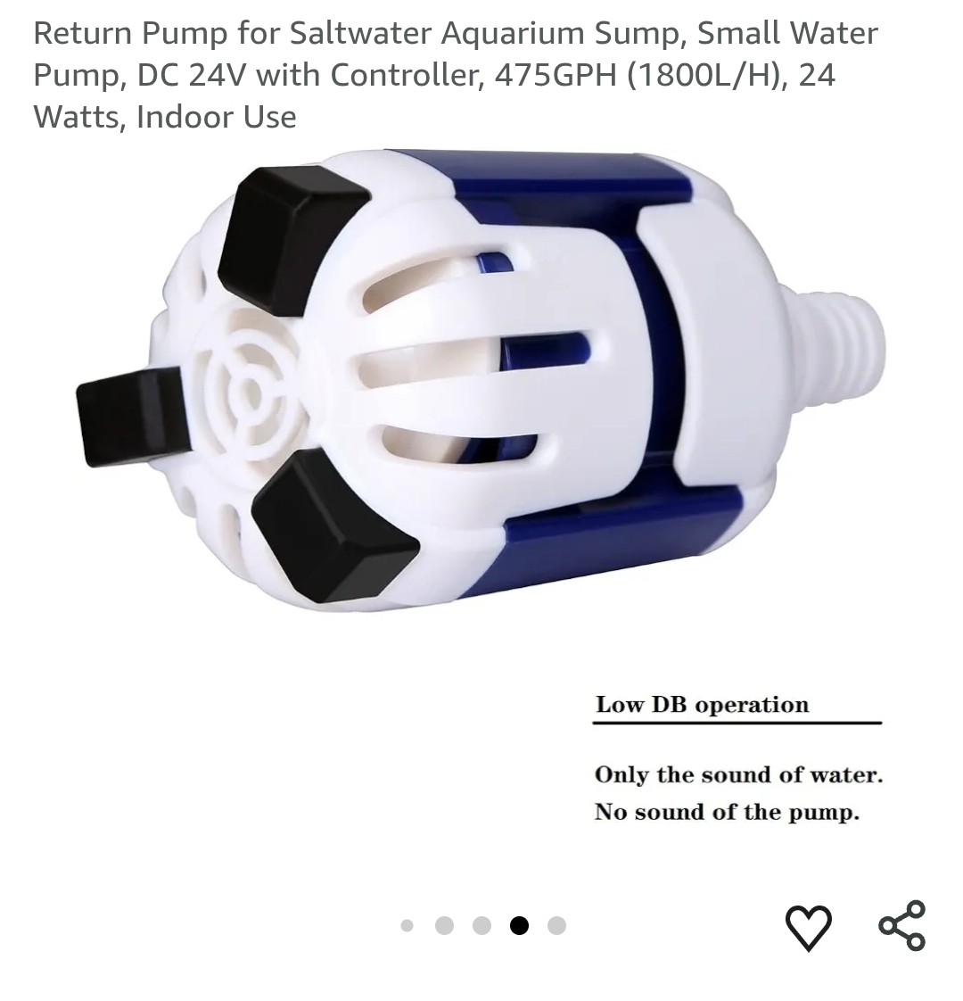Return Pump for Saltwater Aquarium Sump, Small Water Pump, DC 24V with Controller, 475GPH (1800L/H), 24 Watts, Indoor Use - Image 7
