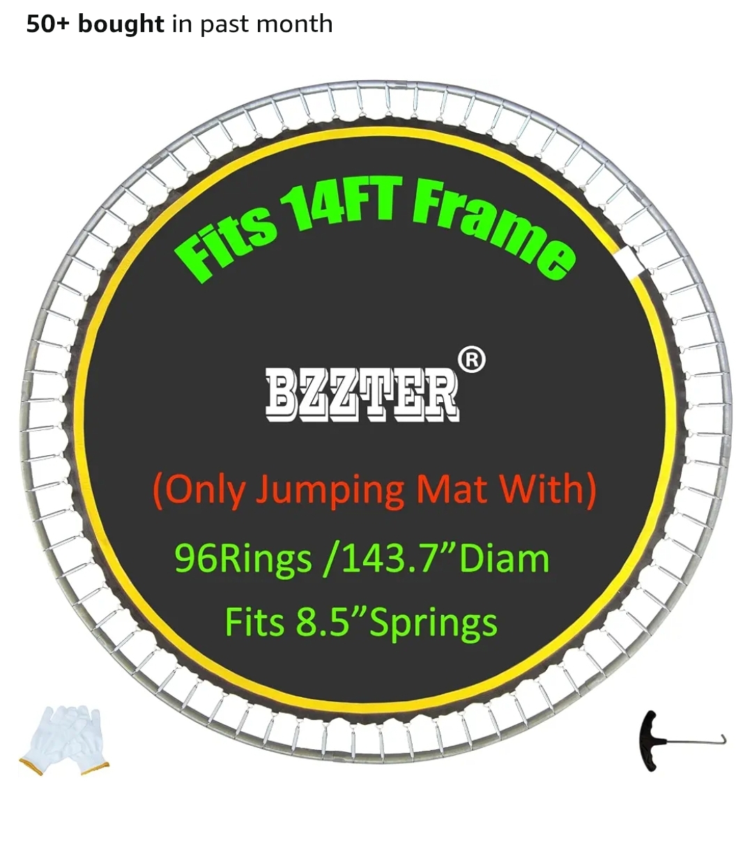 Trampoline Replacement Mat, Mat Diameter: 11.97-12.56FT, Fits 14ft Trampoline Frame, with 72, 80, 84, 88, 96 Rings
