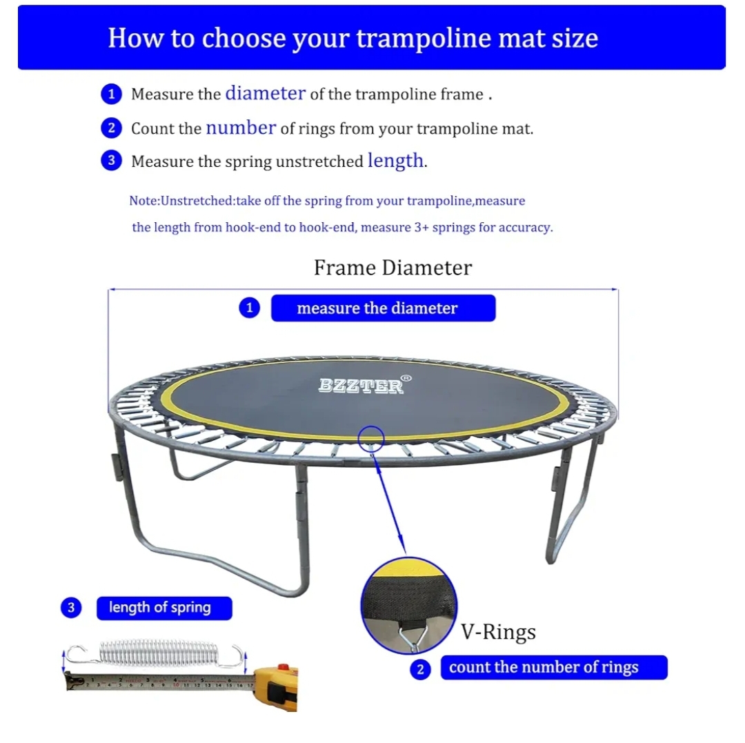 Trampoline Replacement Mat, Mat Diameter: 11.97-12.56FT, Fits 14ft Trampoline Frame, with 72, 80, 84, 88, 96 Rings - Image 7