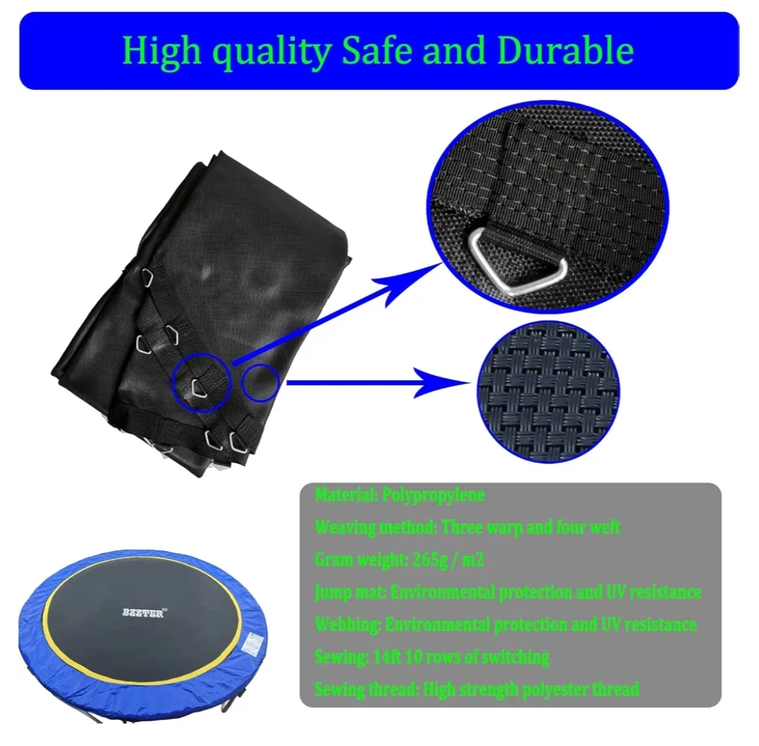 Trampoline Replacement Mat, Mat Diameter: 11.97-12.56FT, Fits 14ft Trampoline Frame, with 72, 80, 84, 88, 96 Rings - Image 8