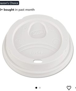Dixie D9542 Dome Drink-Thru Lids, Fits 12-16oz Paper Hot Cups, White, 1000 pack