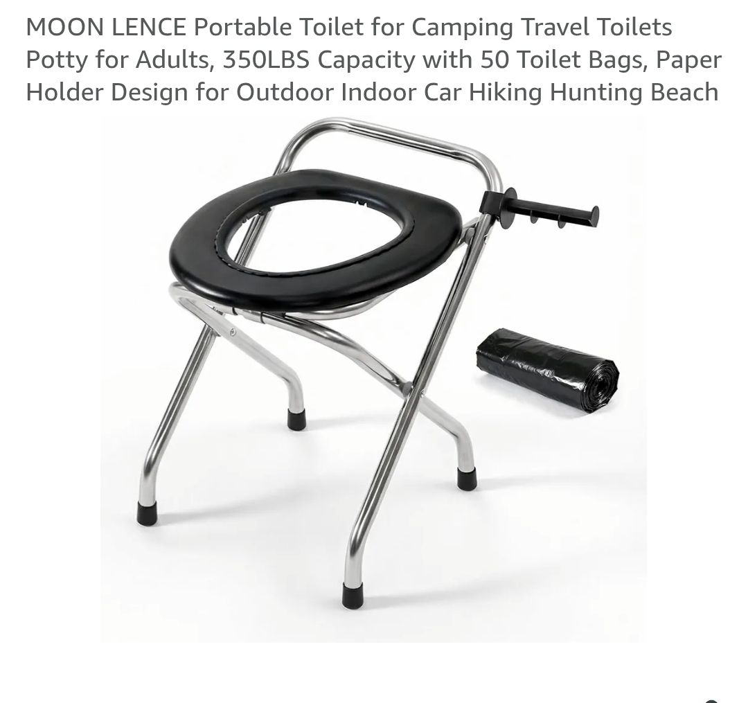 Portable Toilet for Camping Travel Toilets Potty for Adults, 350LBS Capacity with 50 Toilet Bags