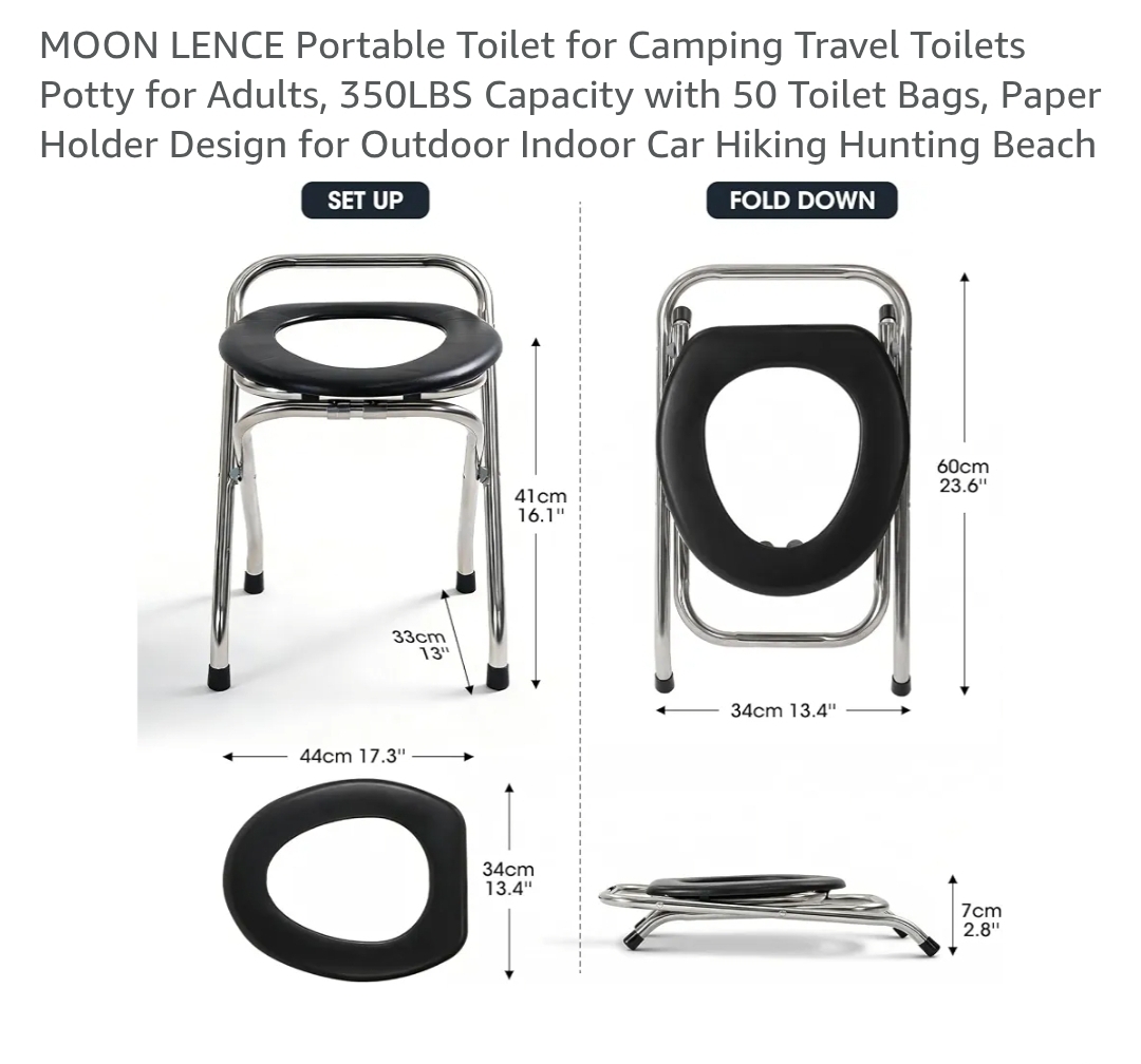Portable Toilet for Camping Travel Toilets Potty for Adults, 350LBS Capacity with 50 Toilet Bags - Image 4