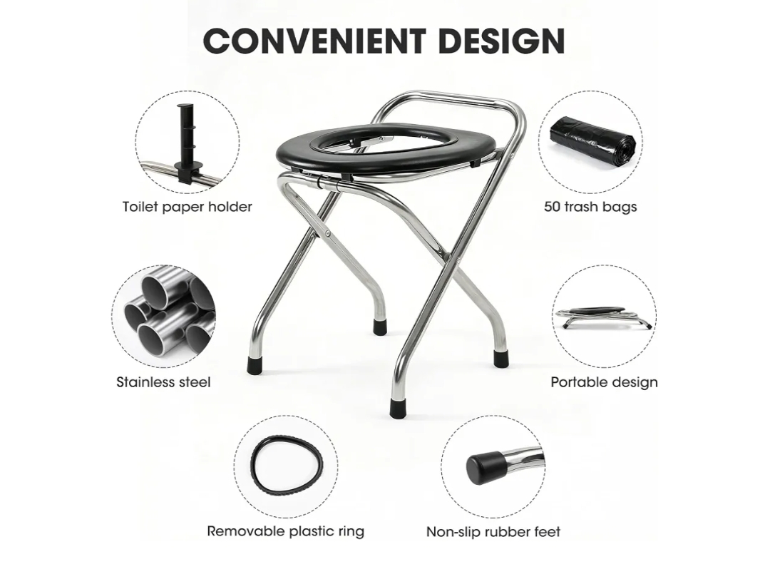 Portable Toilet for Camping Travel Toilets Potty for Adults, 350LBS Capacity with 50 Toilet Bags - Image 6