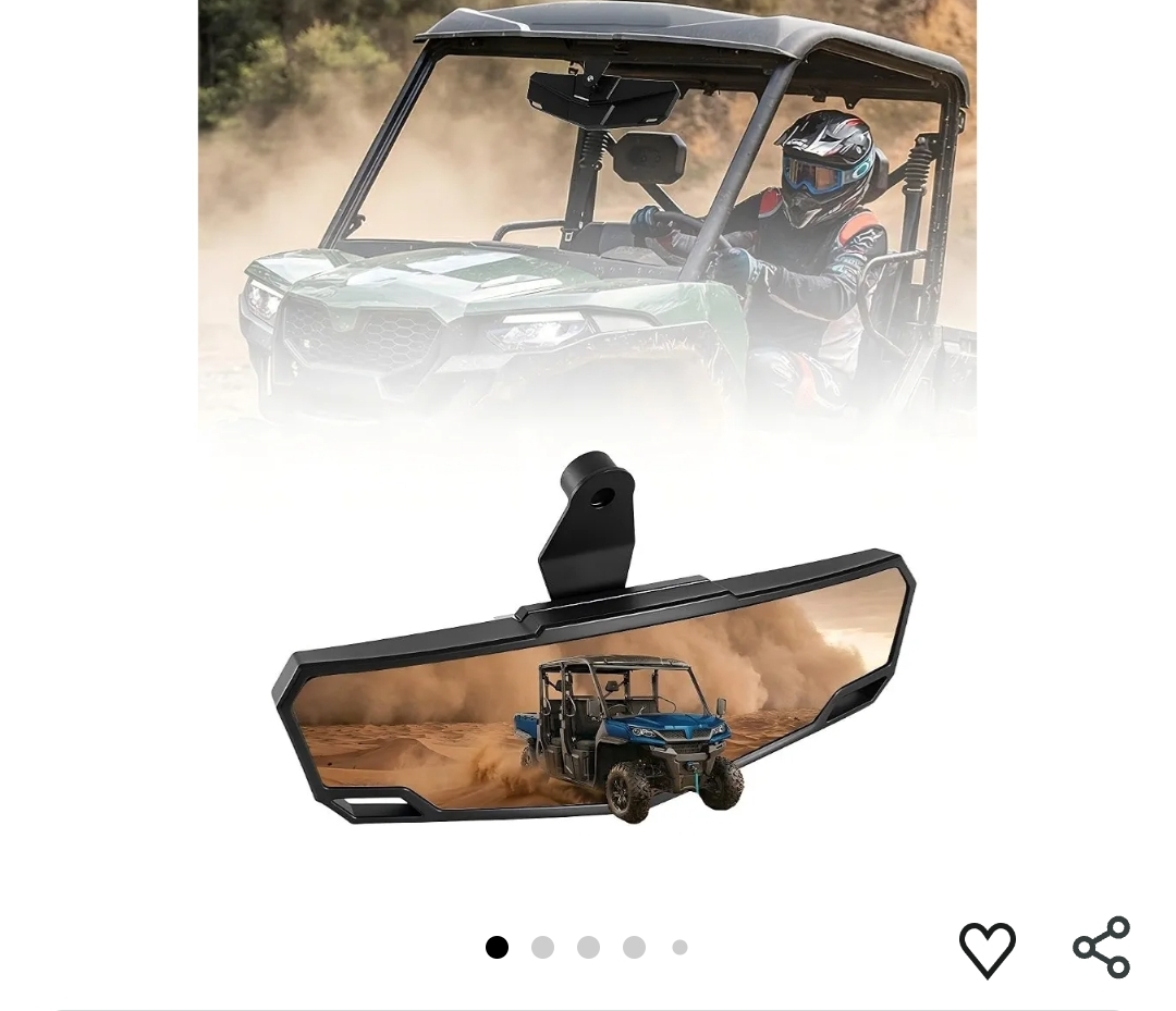 UTV Rear View Mirror Fit, Shatterproof Center Mirror, Adjustable Angle