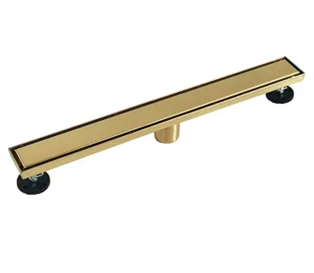 48" Gold Linear Shower Drain,2-in-1 Flat& Tile Insert Cover, Brushed Gold - Image 5