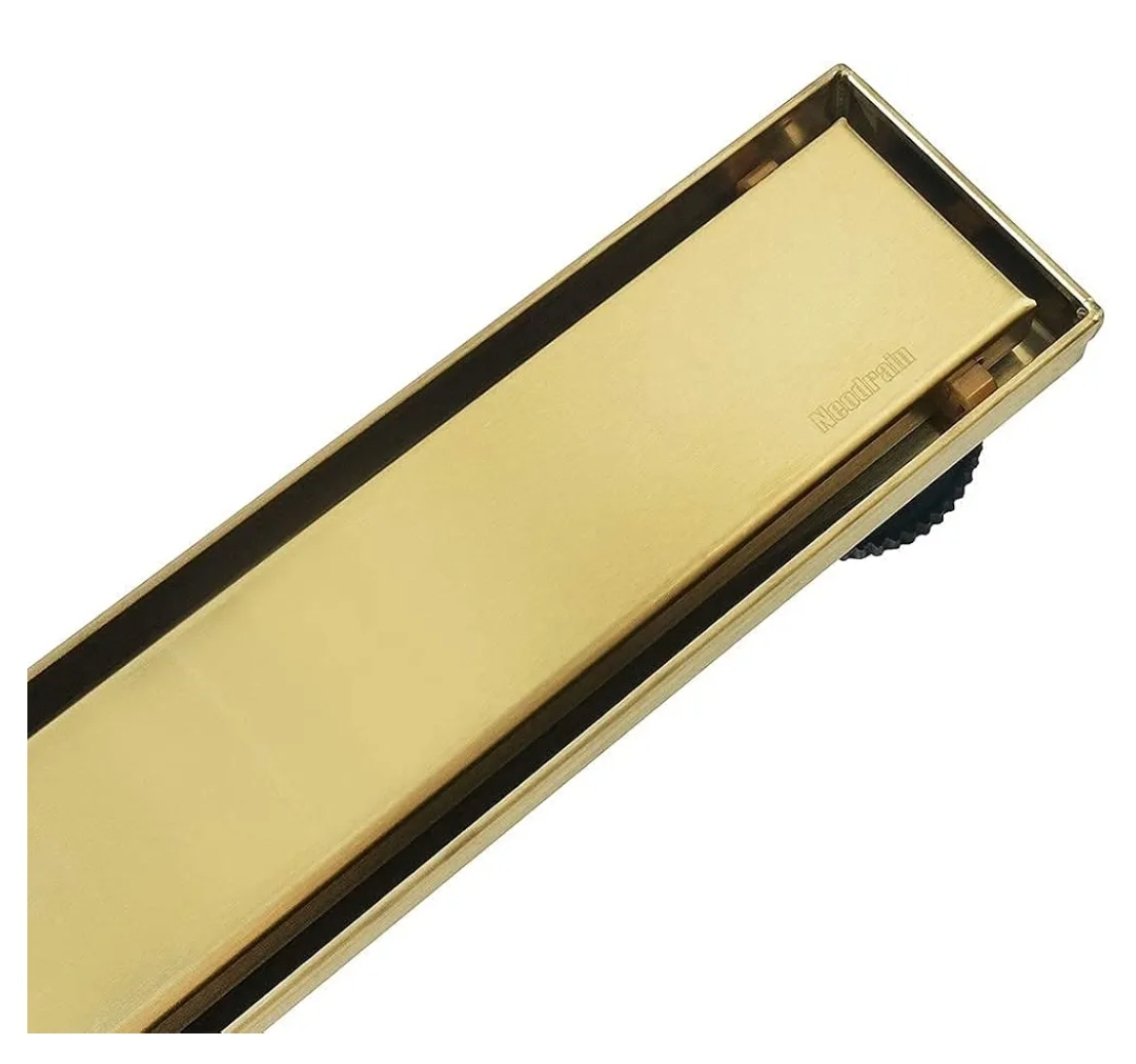 48" Gold Linear Shower Drain,2-in-1 Flat& Tile Insert Cover, Brushed Gold - Image 11