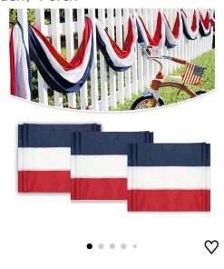 3 Pack 2x20 Ft Bunting Flags Red, White & Blue Stripes Large Patriotic Decorations Flag 4th of July Bunting Outdoor Bunting Banner