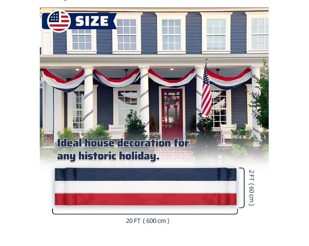 3 Pack 2x20 Ft Bunting Flags Red, White & Blue Stripes Large Patriotic Decorations Flag 4th of July Bunting Outdoor Bunting Banner - Image 6