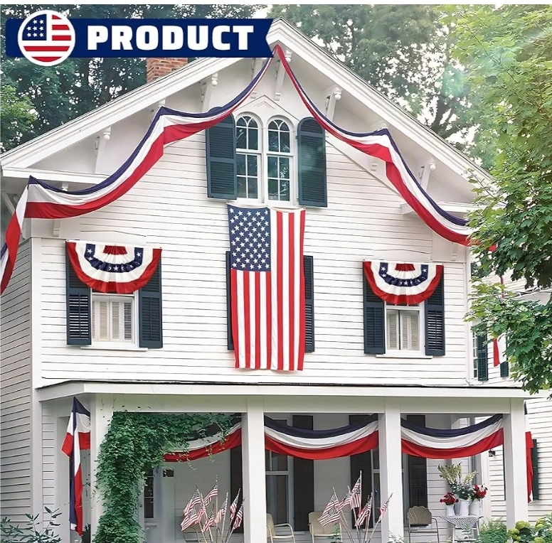 3 Pack 2x20 Ft Bunting Flags Red, White & Blue Stripes Large Patriotic Decorations Flag 4th of July Bunting Outdoor Bunting Banner - Image 7
