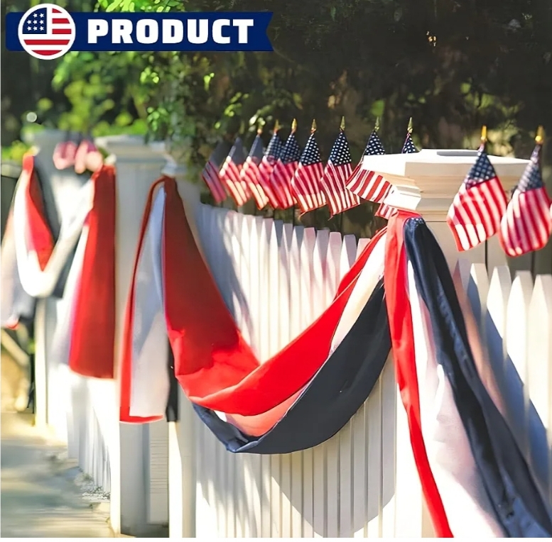 3 Pack 2x20 Ft Bunting Flags Red, White & Blue Stripes Large Patriotic Decorations Flag 4th of July Bunting Outdoor Bunting Banner - Image 10
