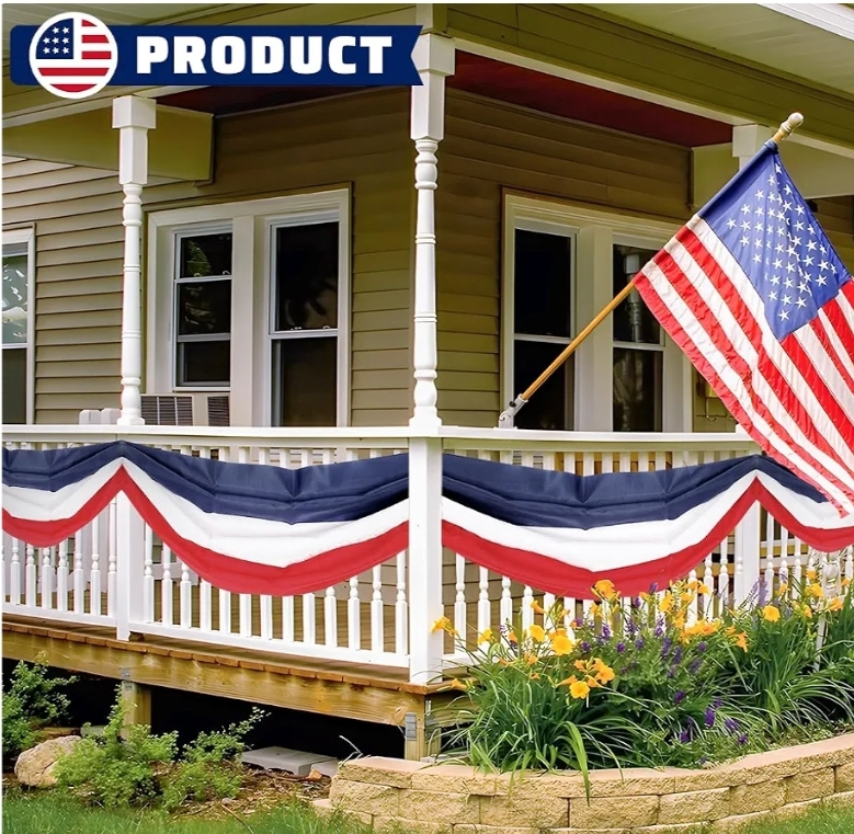3 Pack 2x20 Ft Bunting Flags Red, White & Blue Stripes Large Patriotic Decorations Flag 4th of July Bunting Outdoor Bunting Banner - Image 12