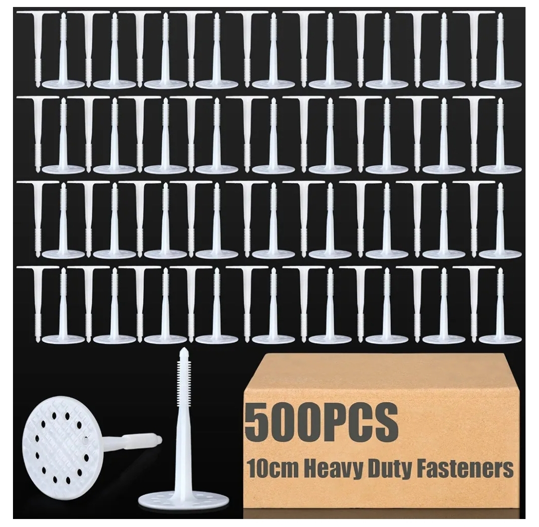 500 Pcs 4" Heavy-Duty Plastic Masonry Insulation Fasteners