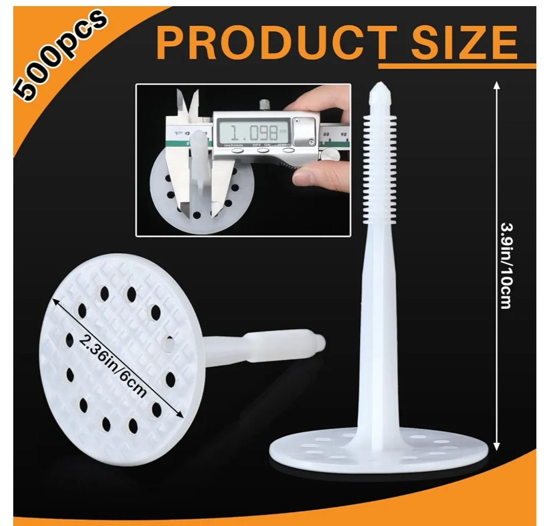 500 Pcs 4" Heavy-Duty Plastic Masonry Insulation Fasteners - Image 5