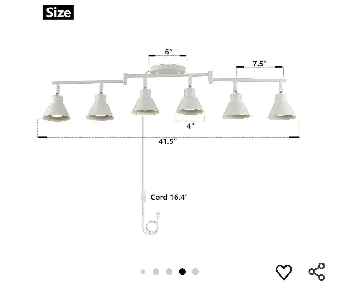 6 Light Plug in Track Lighting Kit, Modern Plug in Ceiling Light Fixture,16.4ft Cord, Timer & Dimming Switch - Image 9