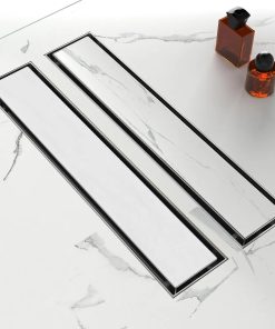 18 Inch Linear Shower Drain-Brushed Nickel, with Tile Insert Grate