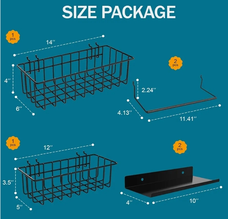 Peg Board Accessories Kit, Pegboard Hooks Assortment with Bins, Cups, Wire Baskets, Paper Towel Holder - Image 5