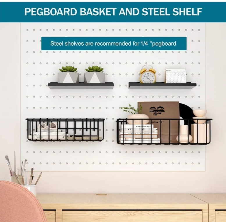 Peg Board Accessories Kit, Pegboard Hooks Assortment with Bins, Cups, Wire Baskets, Paper Towel Holder - Image 6