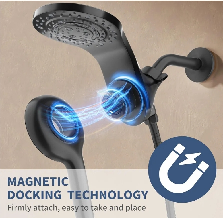 High Pressure Magnetic Dual Shower Head with Handheld Spray Combo - Image 2