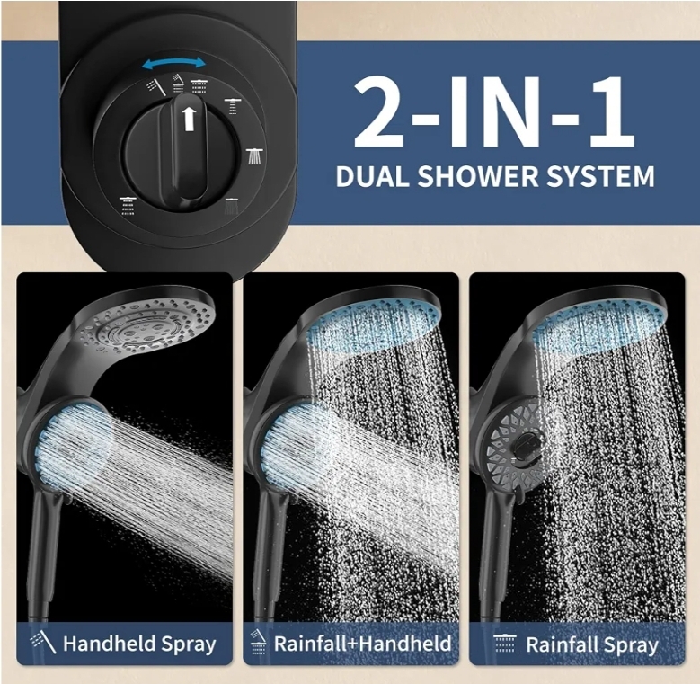 High Pressure Magnetic Dual Shower Head with Handheld Spray Combo - Image 3