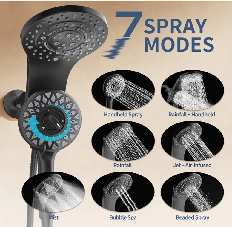High Pressure Magnetic Dual Shower Head with Handheld Spray Combo - Image 5